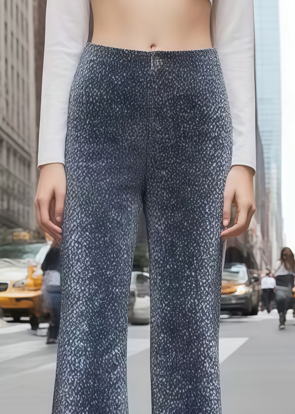 Silm Fit Grey Sequins Bell-bottom Trousers Pants Fall