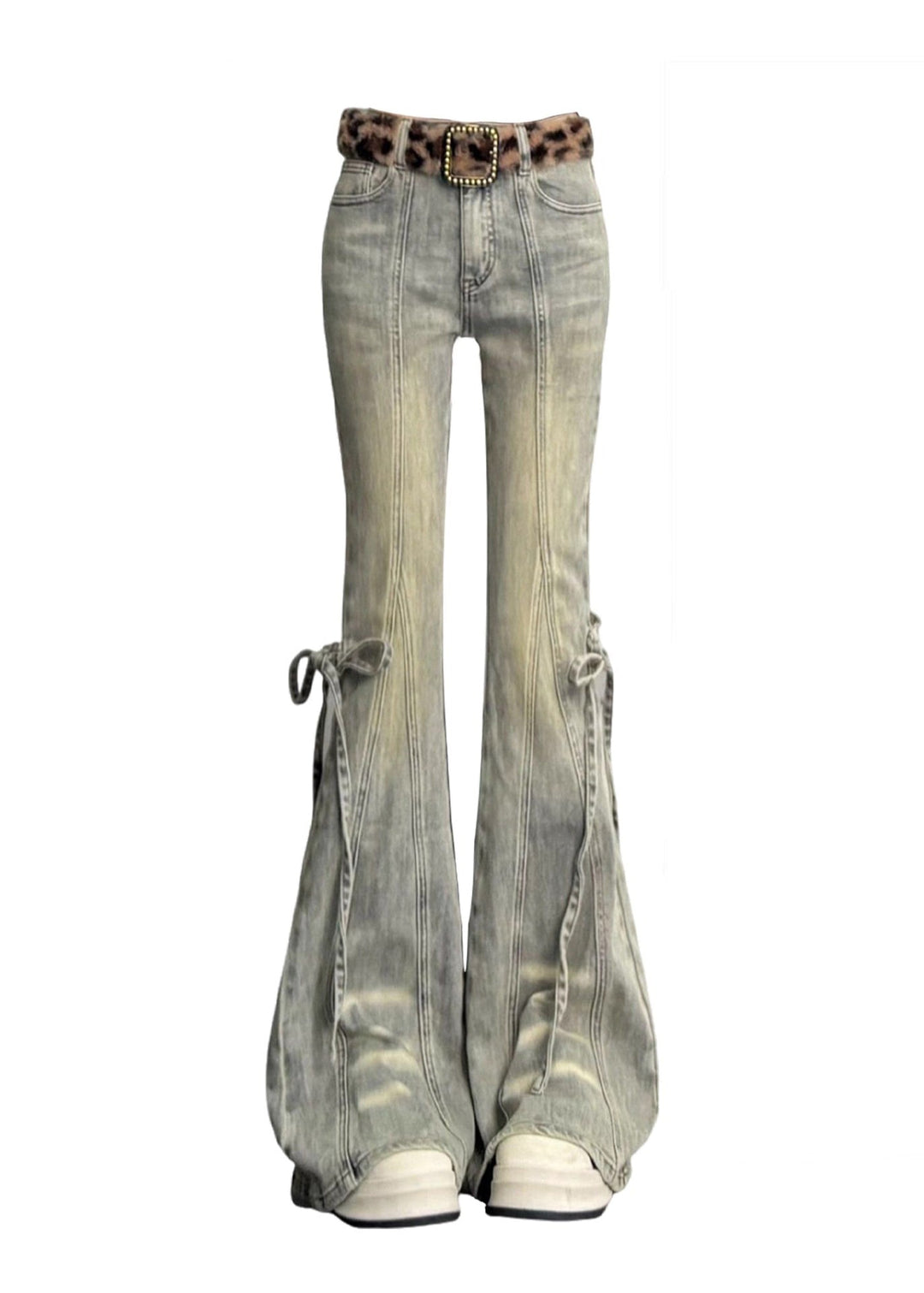 Silm Fit Light Blue Denim Flare Bottoms Pants Skirt Spring