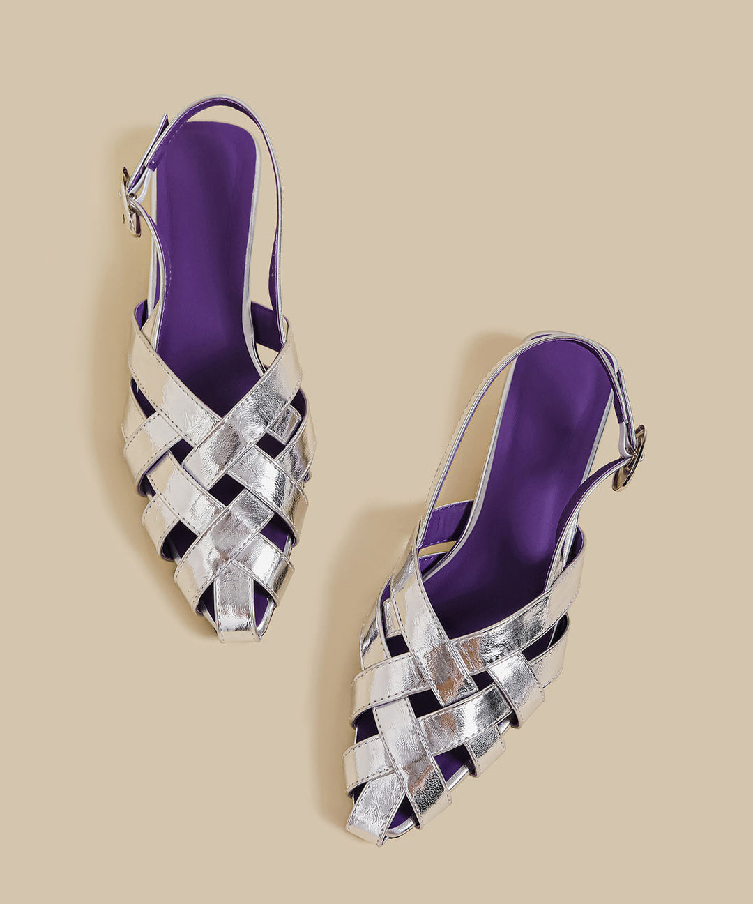 Silver Faux Leather Hollow Out Splicing Hiking Sandals