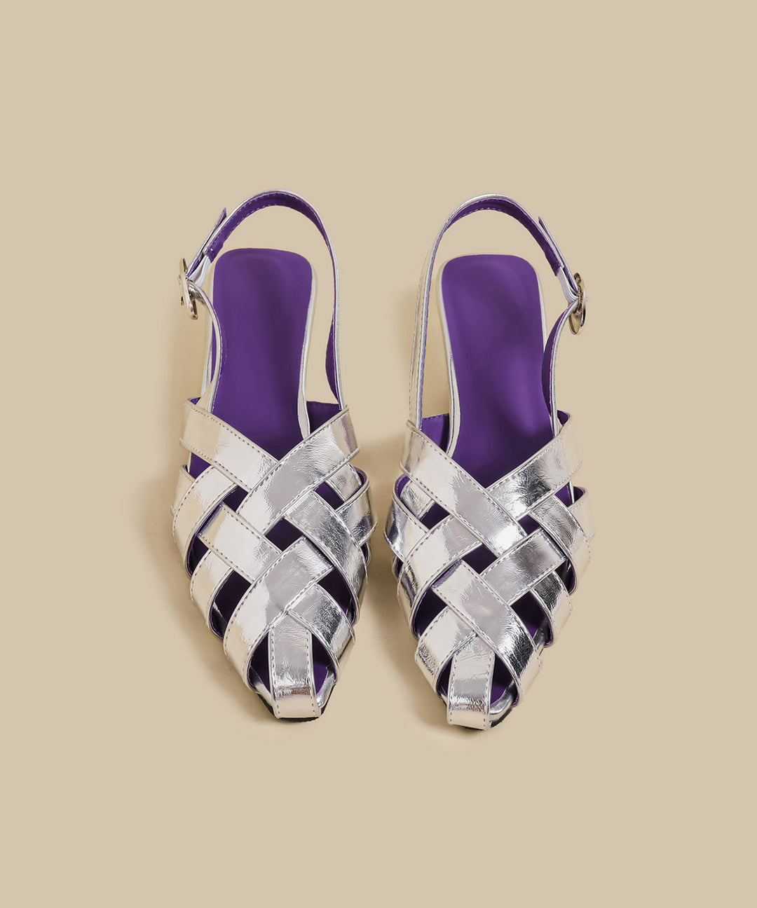 Silver Faux Leather Hollow Out Splicing Hiking Sandals