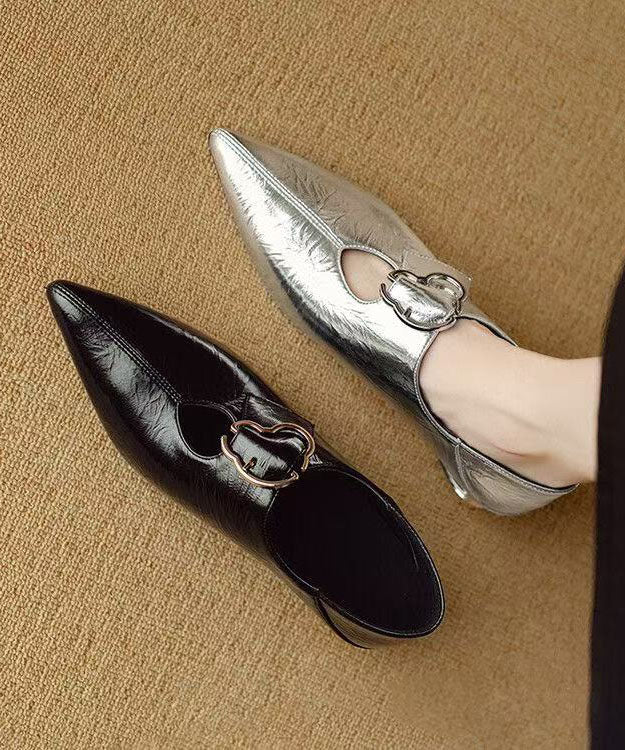 Silver Hollow Out Pointed Toe 2026 New Low Heel Shoes