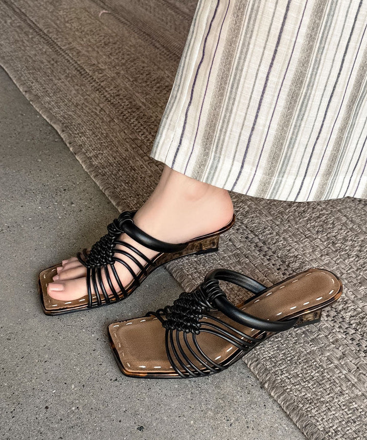 Silvery Wedge Cowhide Leather Women Thong Sandals