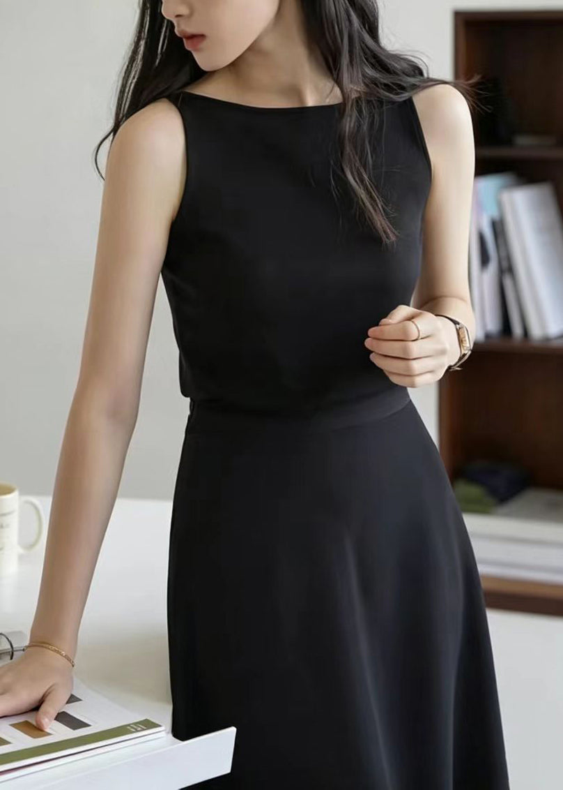 Simple Apricot Blue Striped Knit Tops Sleeveless