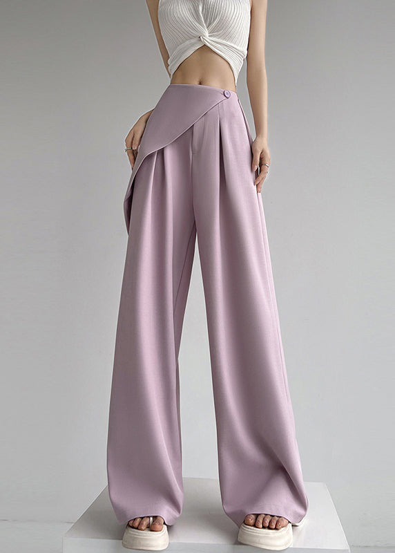 Simple Beige High Waist Patchwork Wide Leg Pants Summer