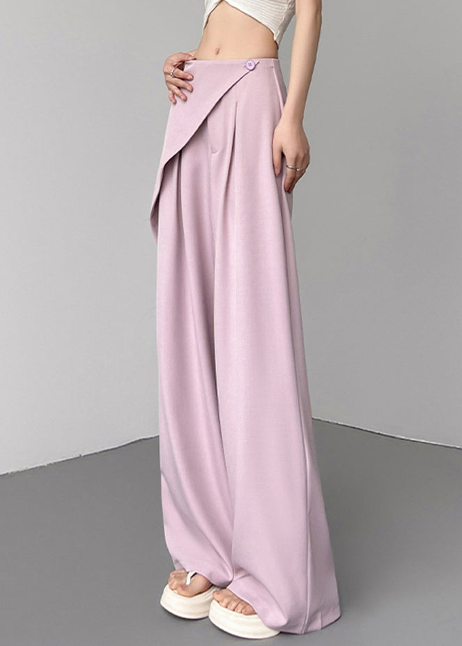 Simple Beige High Waist Patchwork Wide Leg Pants Summer