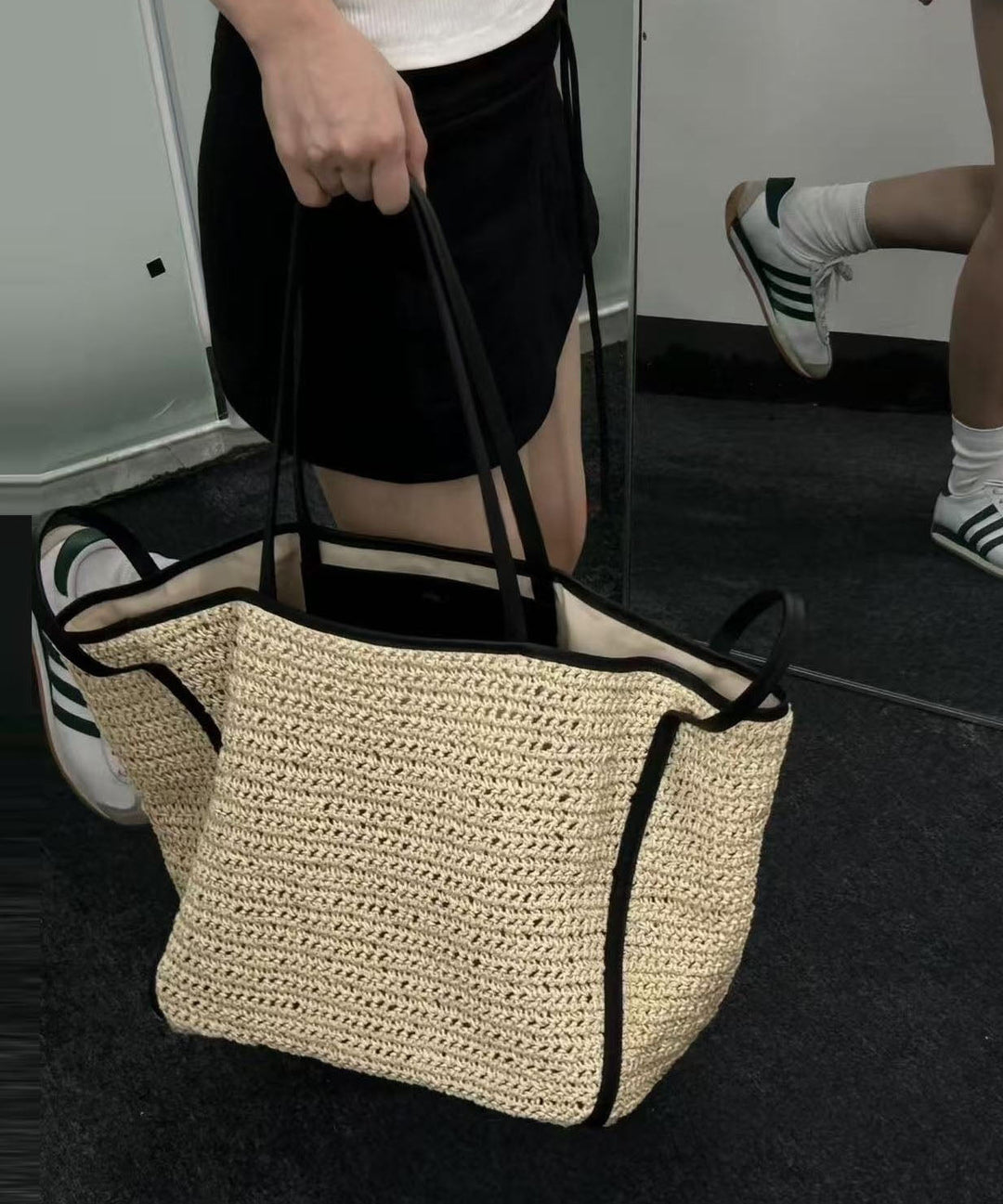 Simple Beige Large Capacity Straw Woven Shoulder Bags