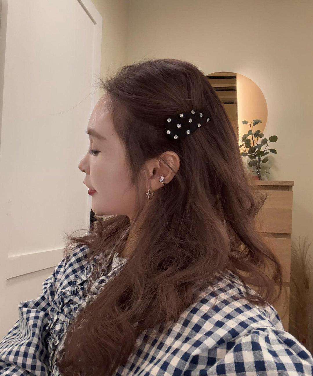 Simple Black Cloth Zircon A Pair Hairpin