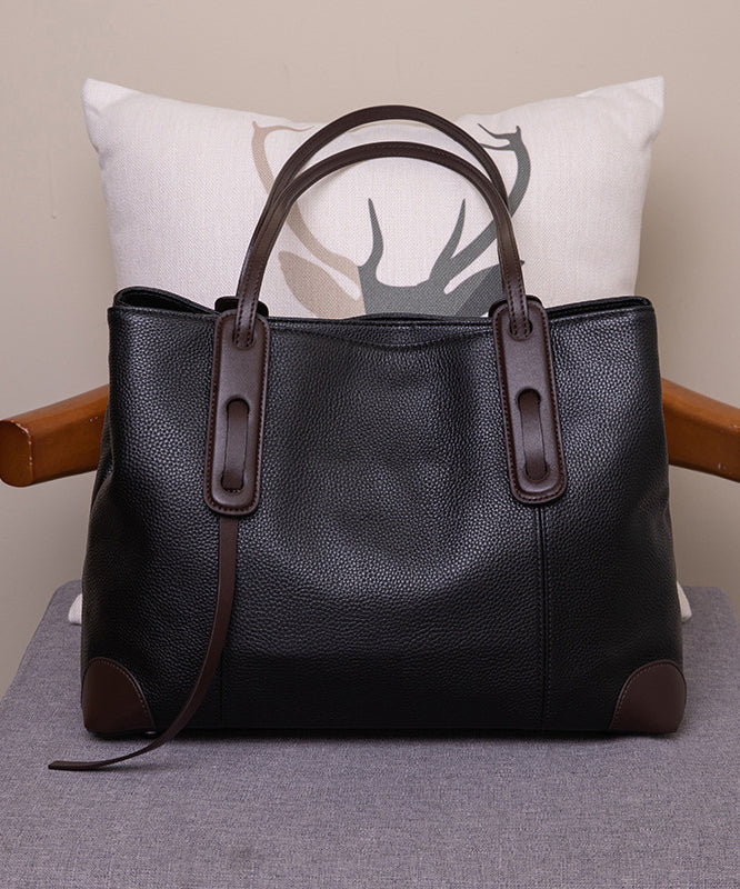 Simple Black Coffee Large Capacity Faux Leather Shoulder Bag