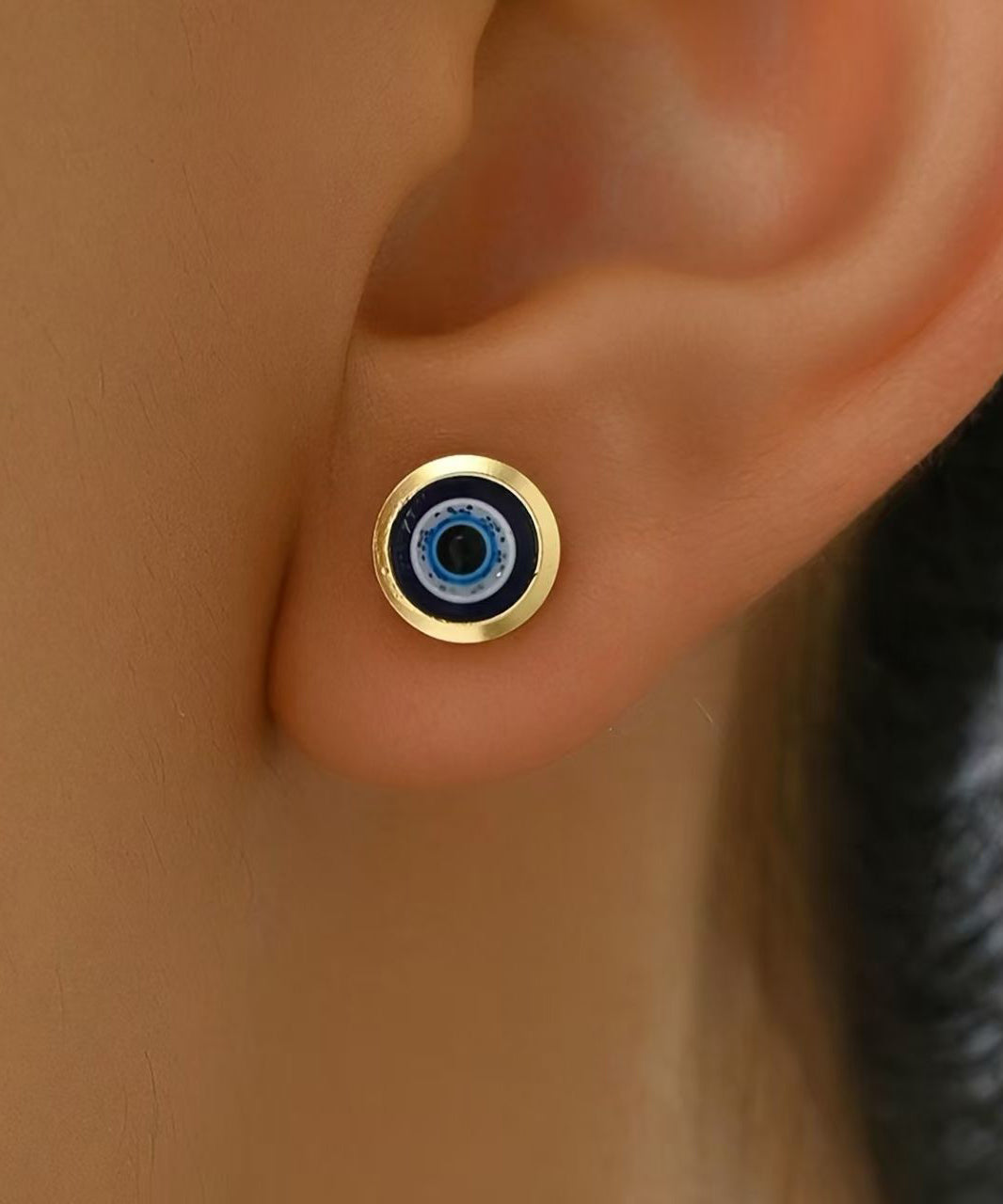 Simple Blue Copper Alloy Eye Turquoise Stud Earrings