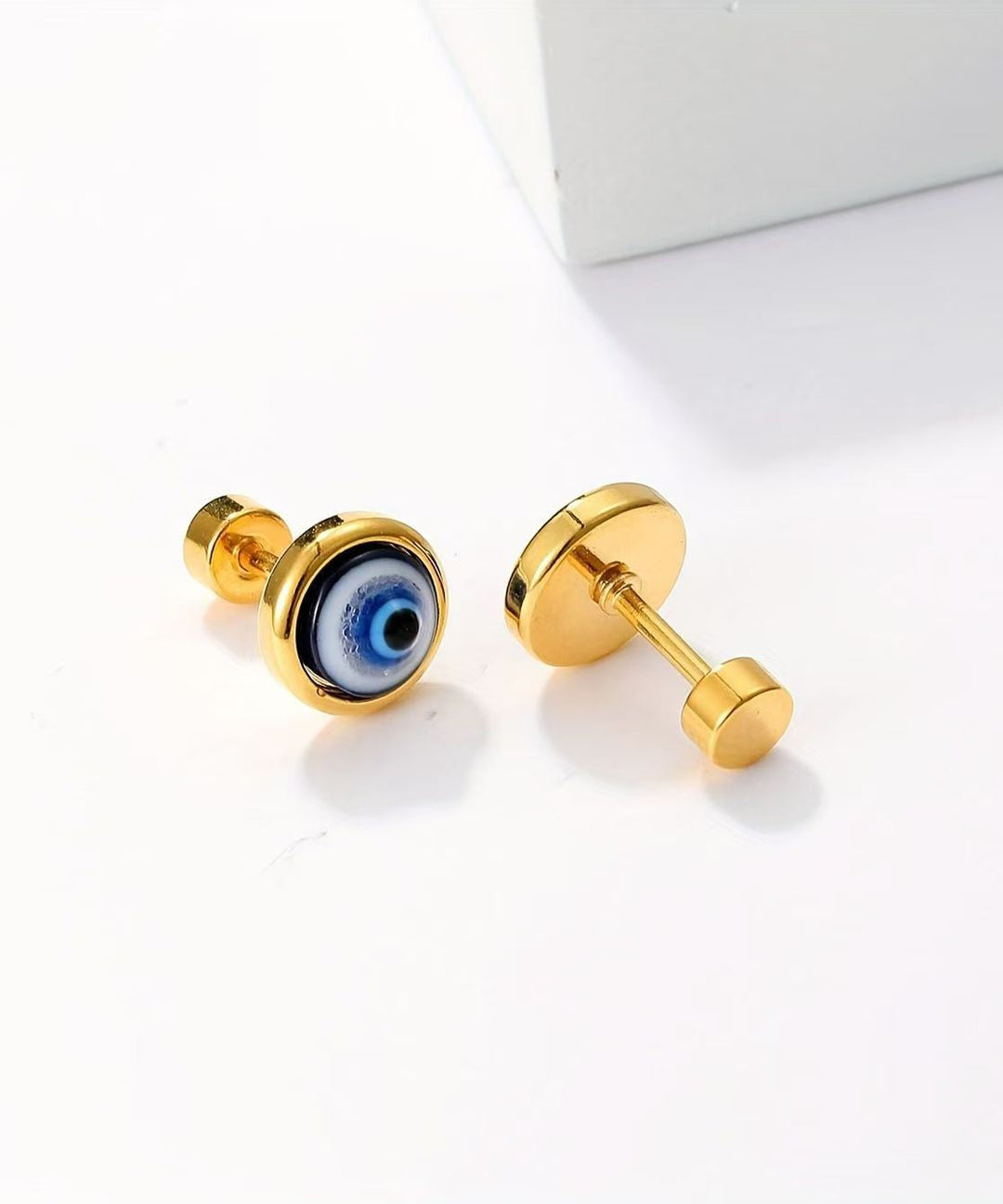Simple Blue Copper Alloy Eye Turquoise Stud Earrings