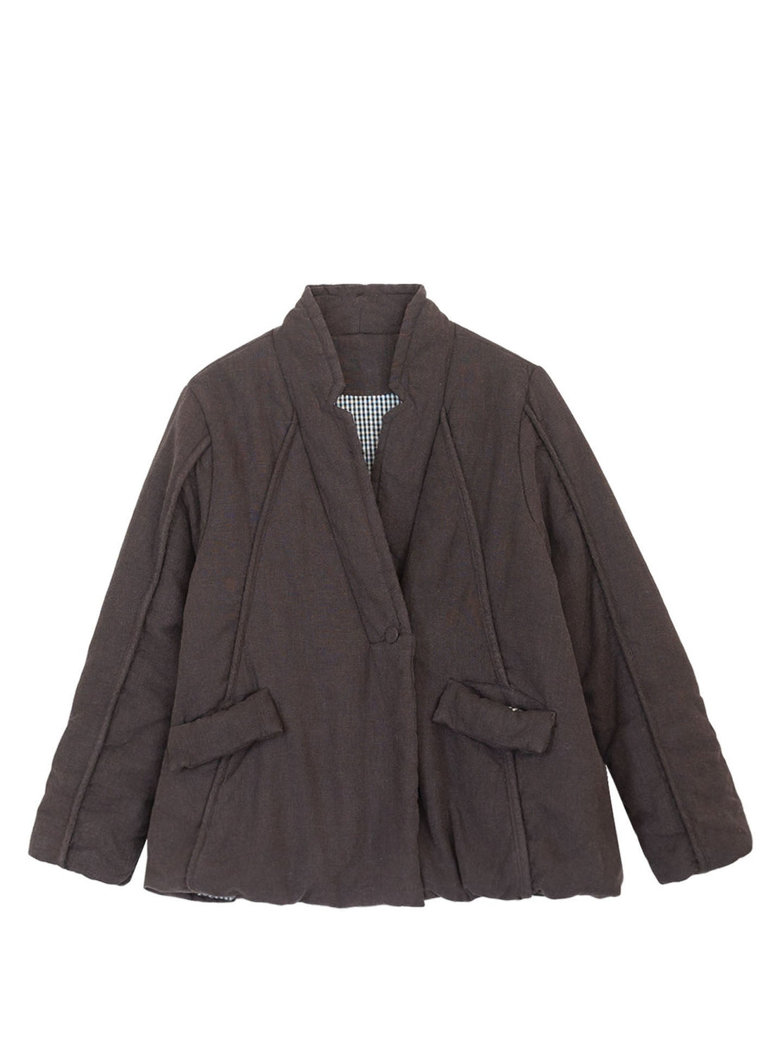 Simple Brown Oversized Fine Cotton Filled Trench Winter