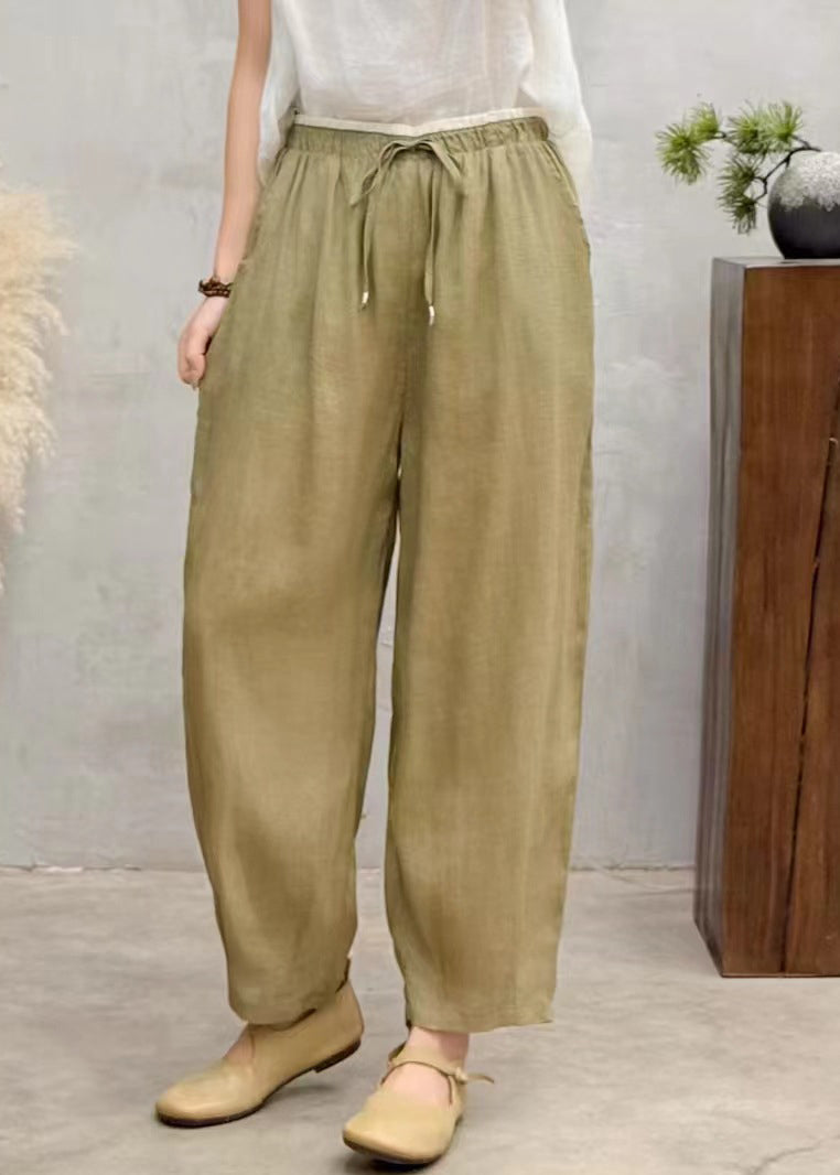 Simple Brown Oversized Linen Harem Pants Summer