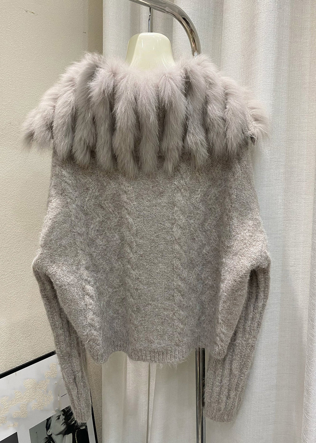 Simple Camel Sailor Collar Zippered Cotton Knit Cardigan Winter