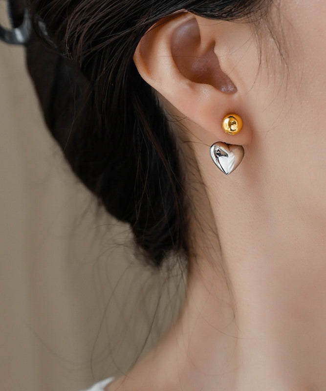 Simple Colorblock Copper Overgild Love Stud Earrings