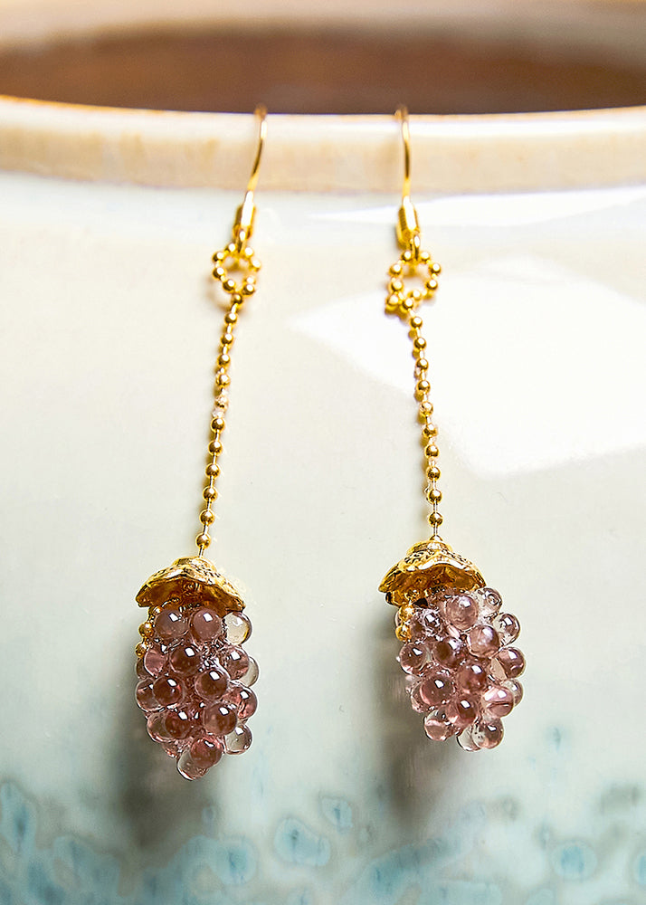 Simple Grapes Acrylic 14K Gold Long Drop Earrings - Omychic