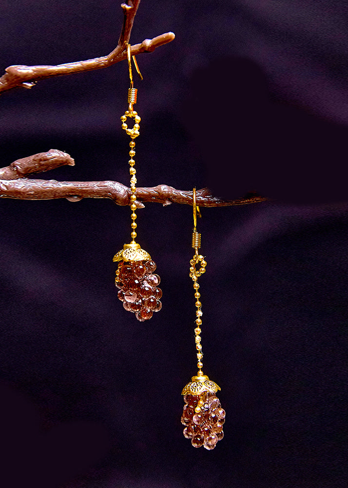 Simple Grapes Acrylic 14K Gold Long Drop Earrings - Omychic