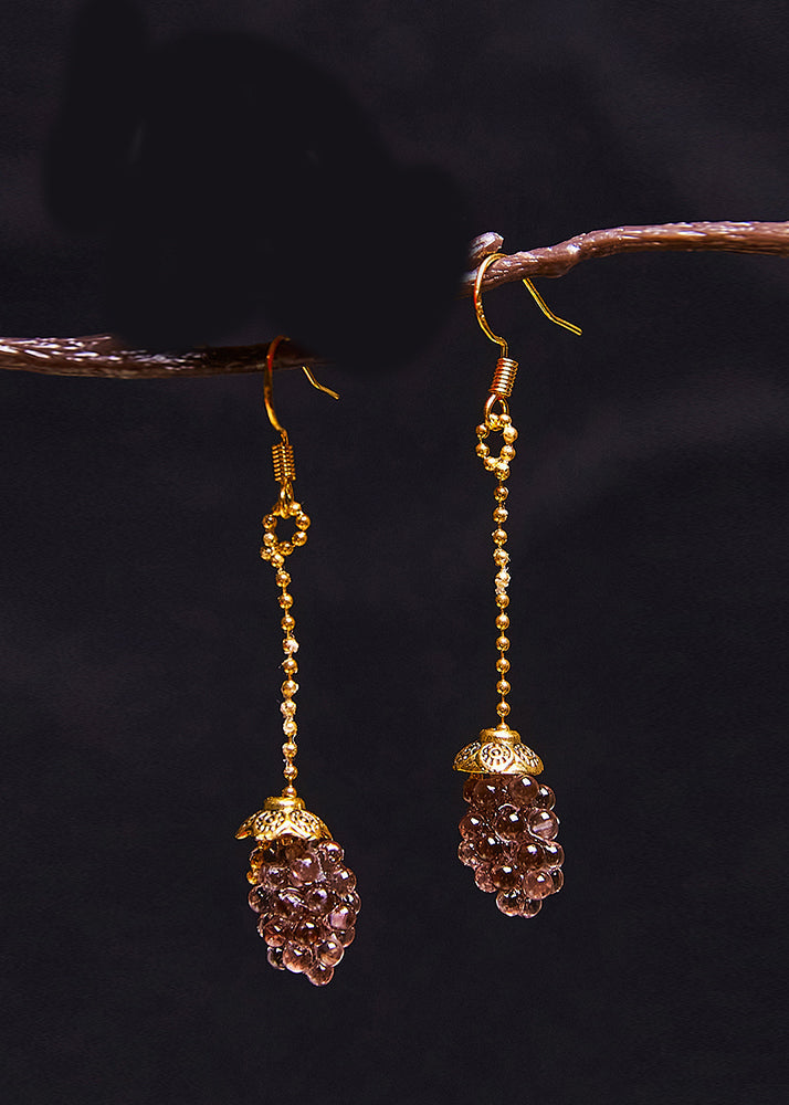 Simple Grapes Acrylic 14K Gold Long Drop Earrings - Omychic