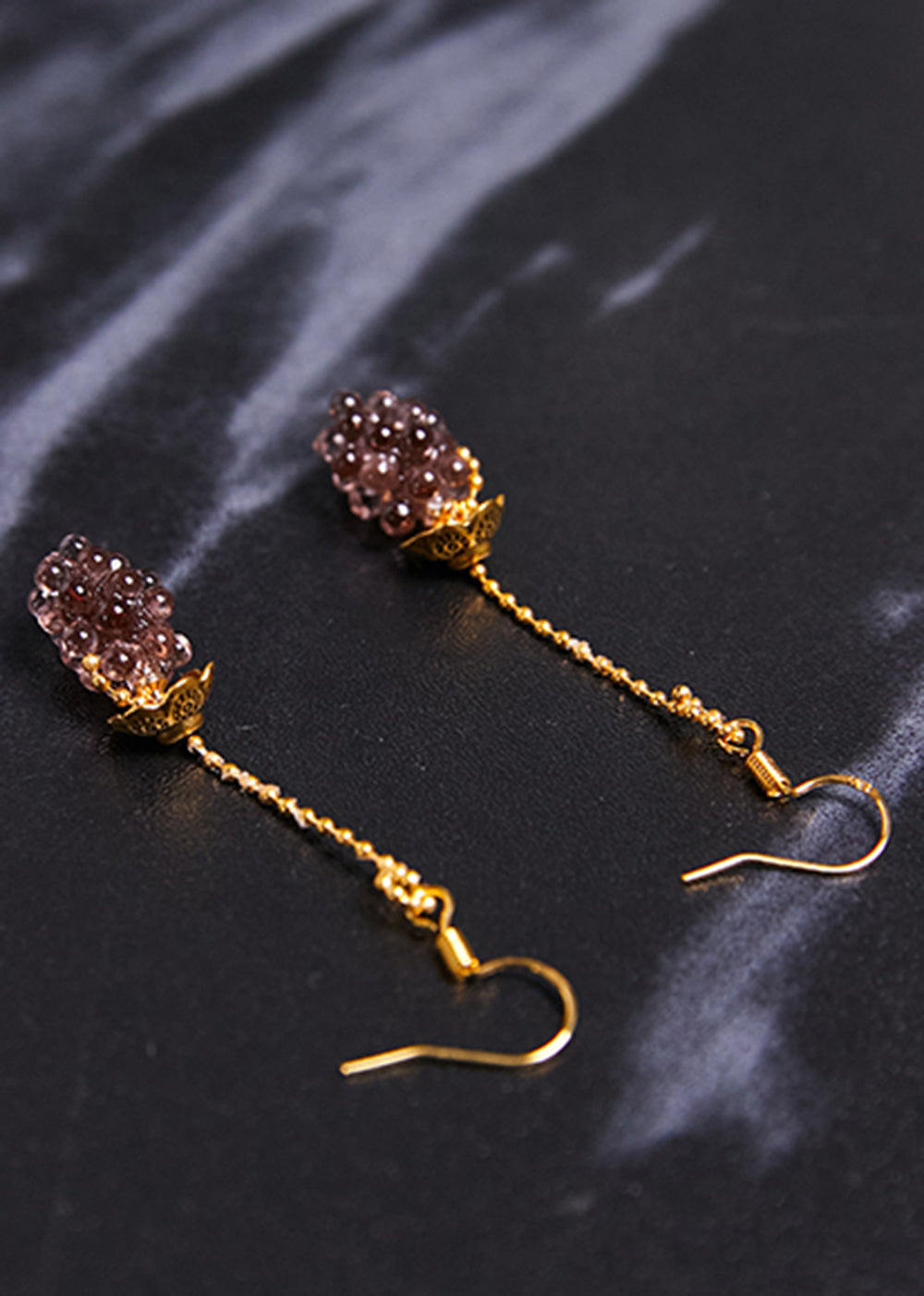 Simple Grapes Acrylic 14K Gold Long Drop Earrings - Omychic