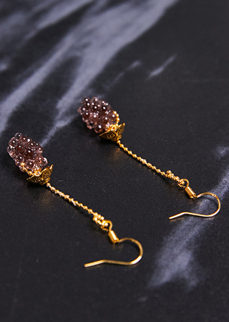 Simple Grapes Acrylic 14K Gold Long Drop Earrings - Omychic