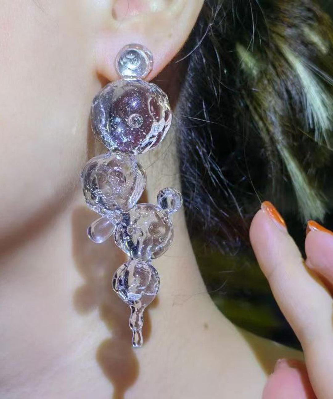 Simple Icy Transparent Bubble Geometric Resin Drop Earrings