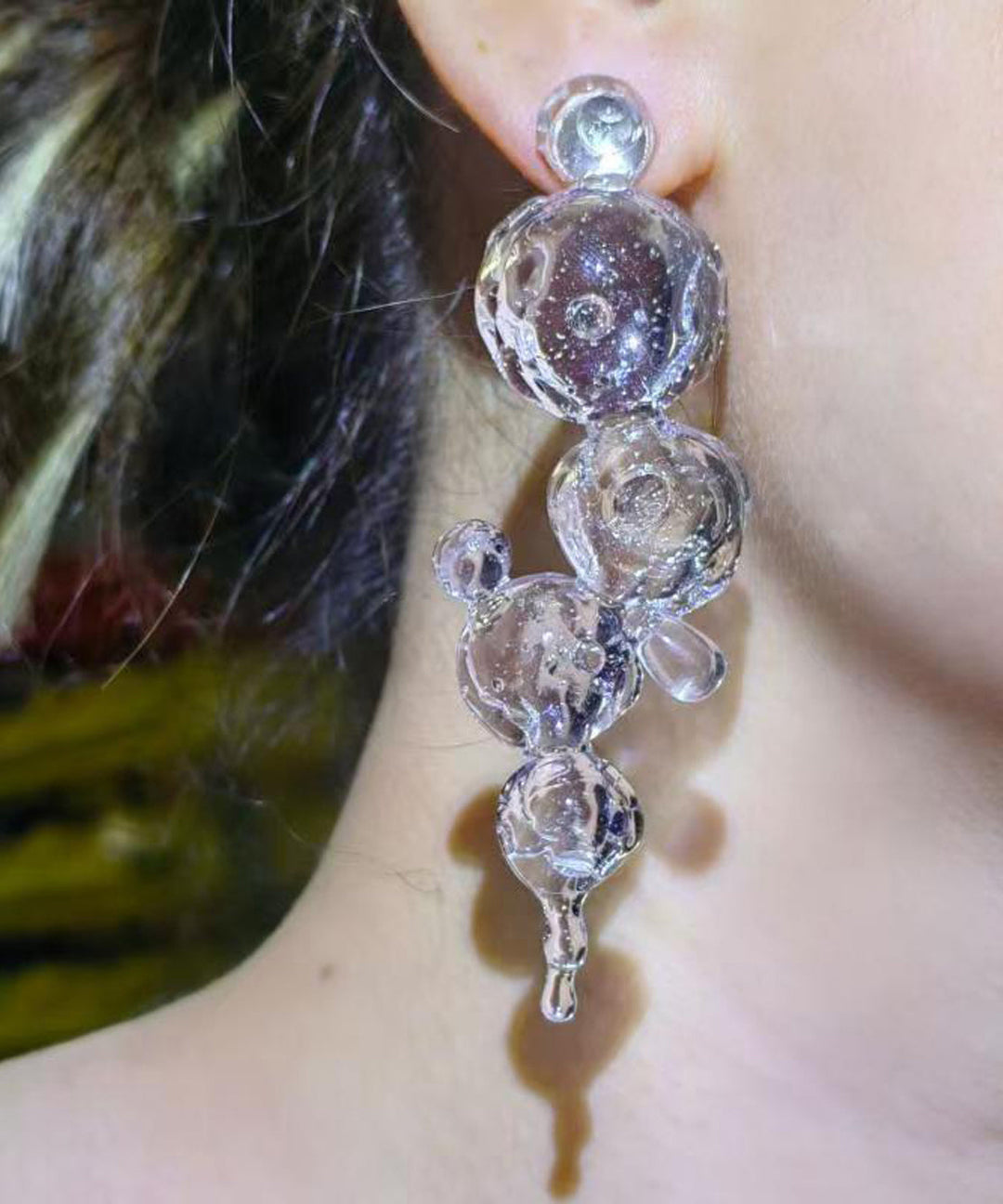 Simple Icy Transparent Bubble Geometric Resin Drop Earrings