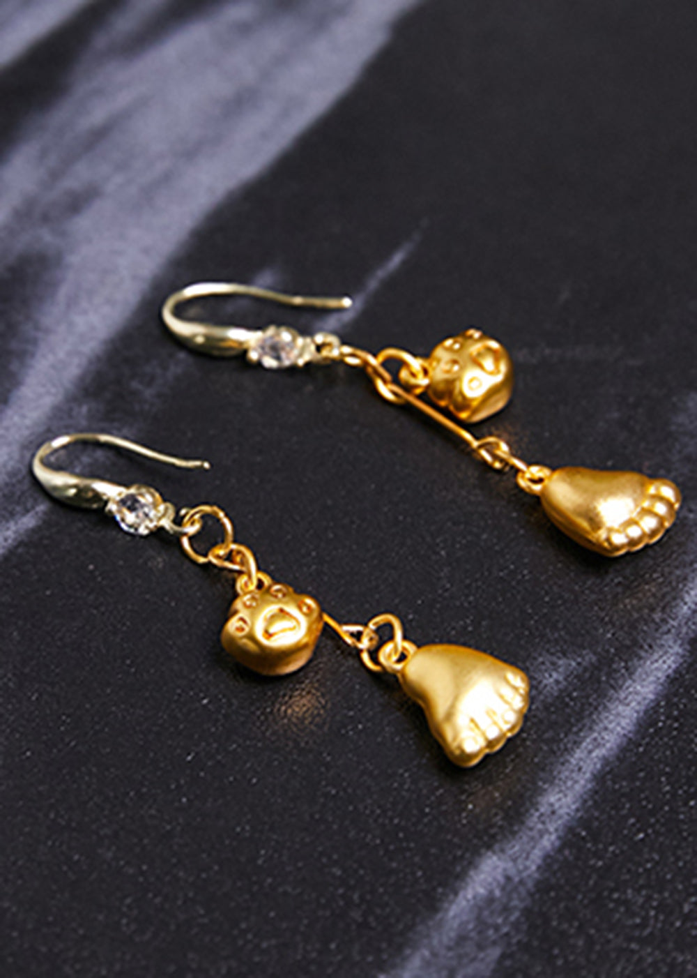Simple Little Feet 14K Gold Drop Earrings - Omychic