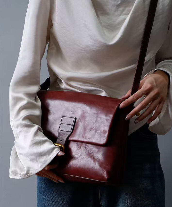 Simple Mulberry Solid Durable Leather Versatile Messenger Bag