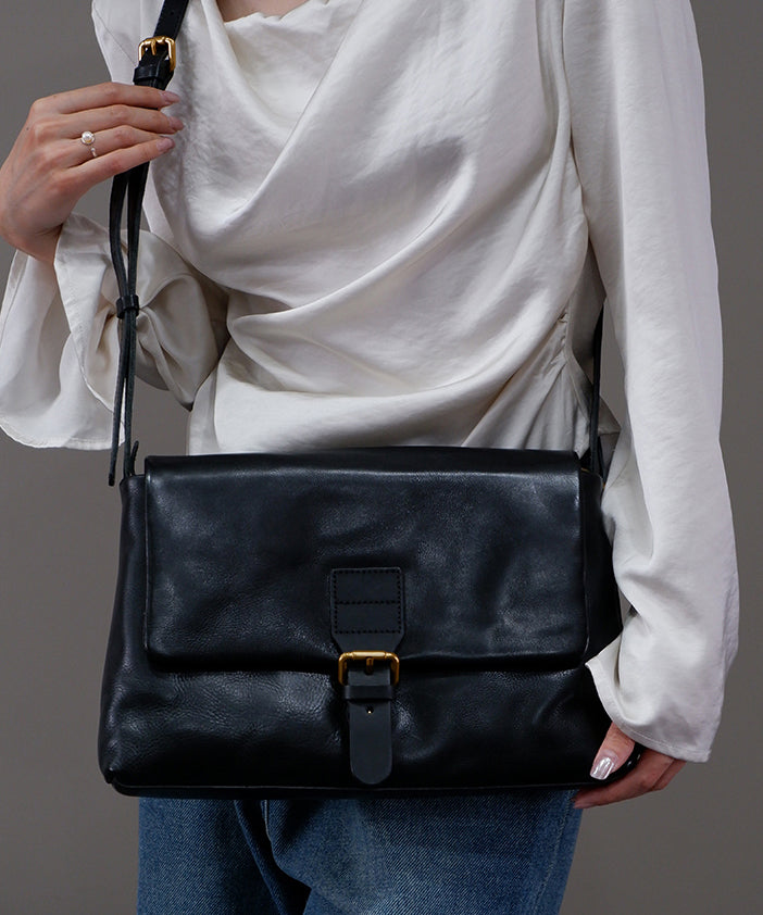 Simple Mulberry Solid Durable Leather Versatile Messenger Bag