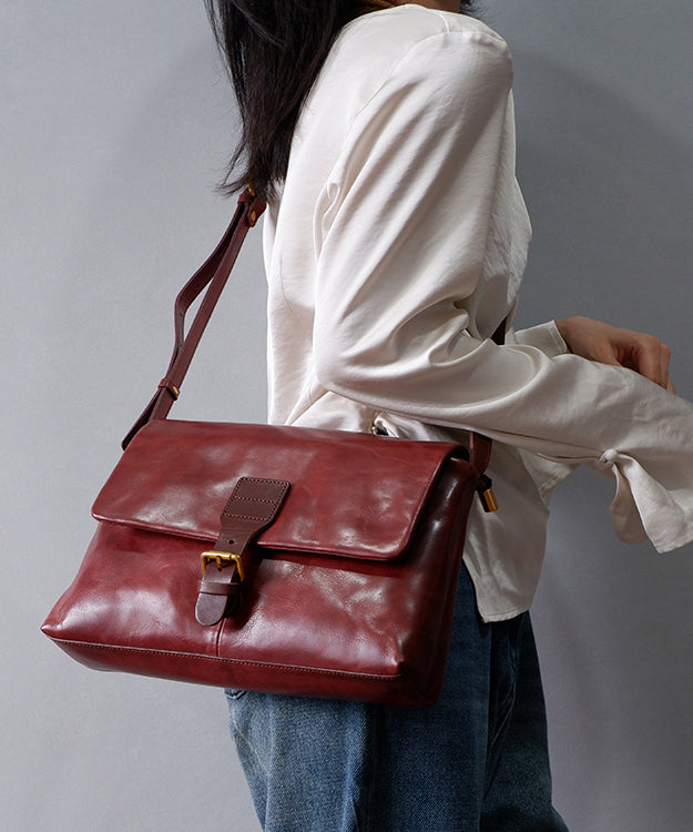 Simple Mulberry Solid Durable Leather Versatile Messenger Bag