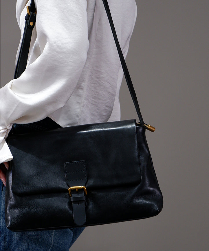 Simple Mulberry Solid Durable Leather Versatile Messenger Bag