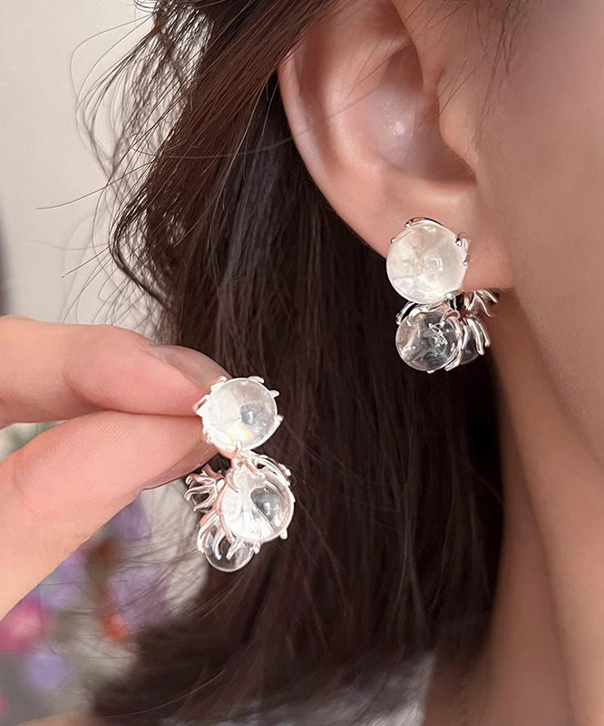 Simple Nude Copper Overgild Crystal Hoop Earrings