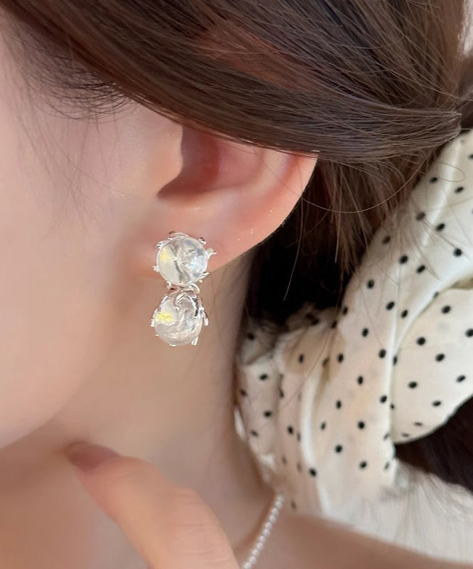 Simple Nude Copper Overgild Crystal Hoop Earrings