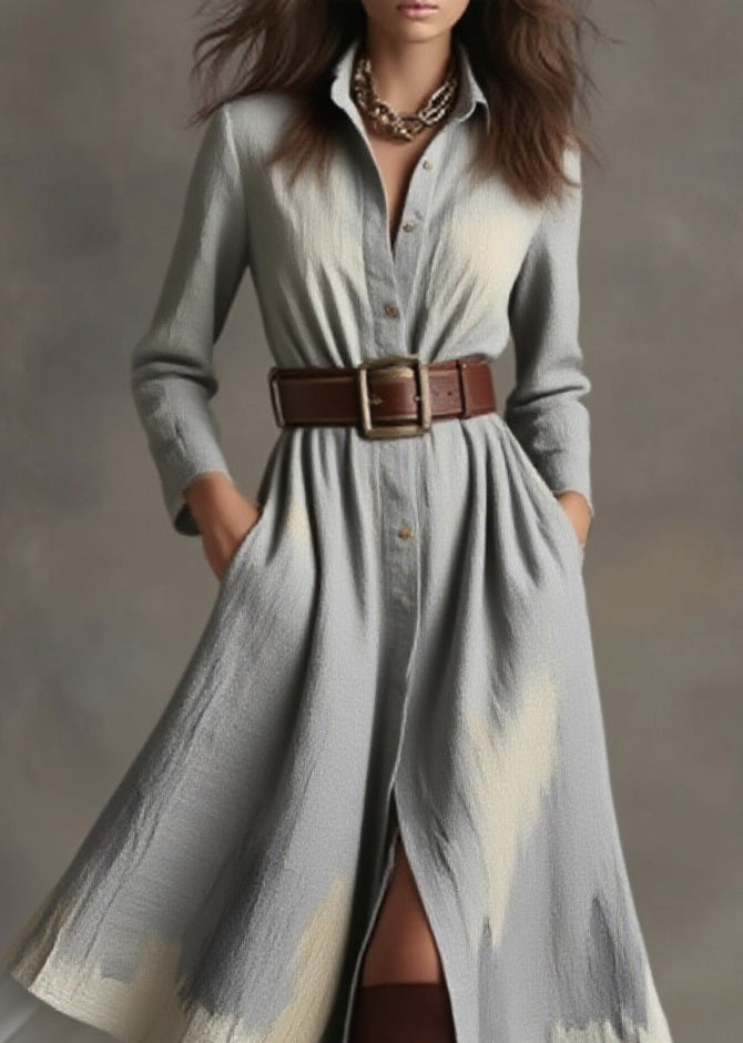 Simple Peter Pan Collar Patchwork Cotton Shirts Dresses Spring