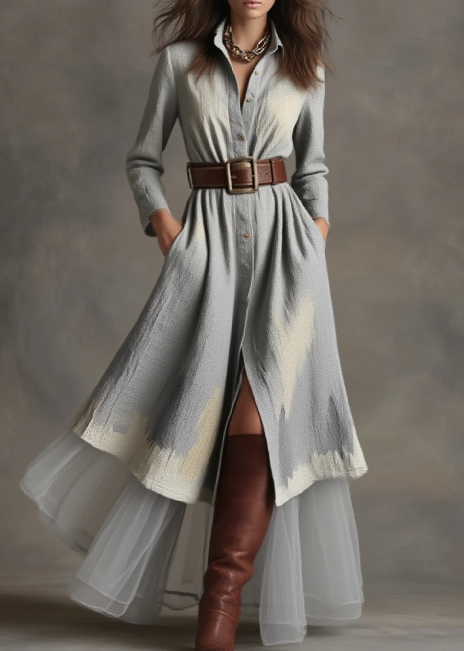 Simple Peter Pan Collar Patchwork Cotton Shirts Dresses Spring