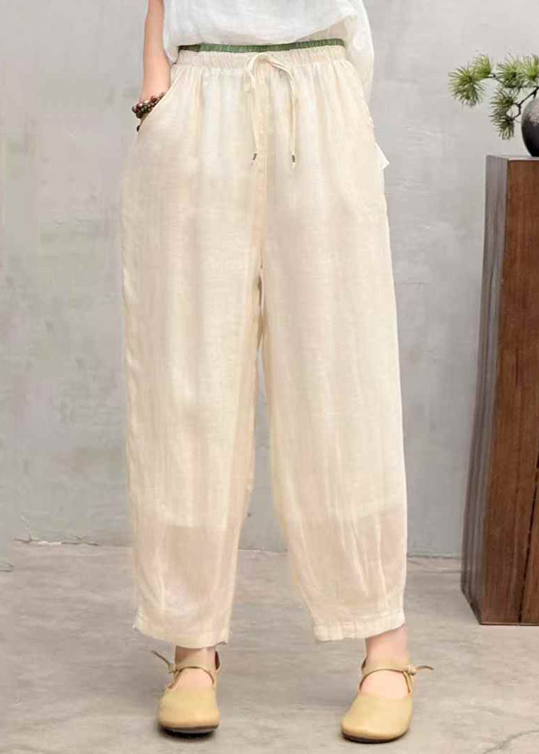 Simple Pink Oversized Linen Harem Pants Trousers Summer