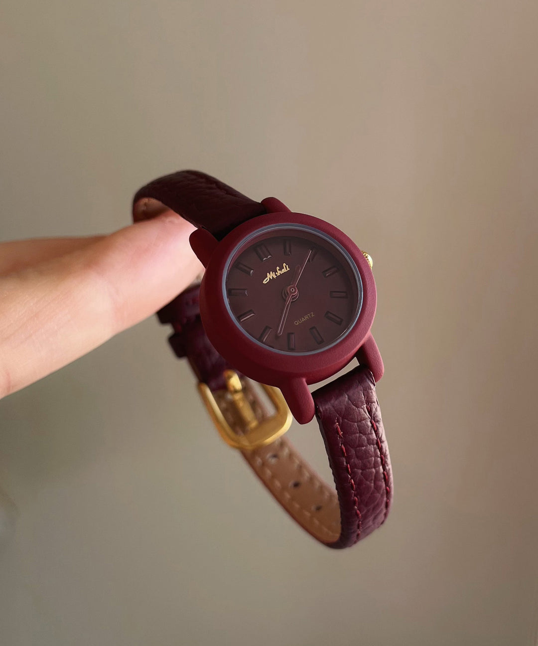 Simple Purple Leather Quartz Movement Watches