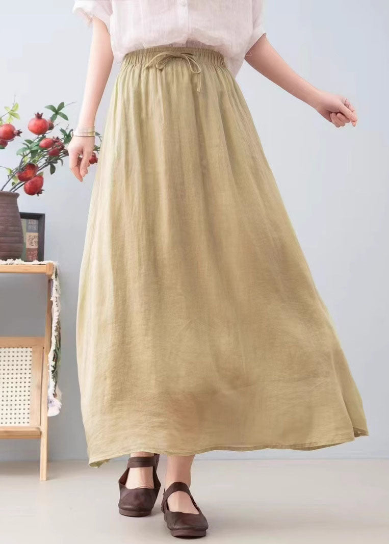 Simple Red Elastic Waist Linen A Line Skirts Summer