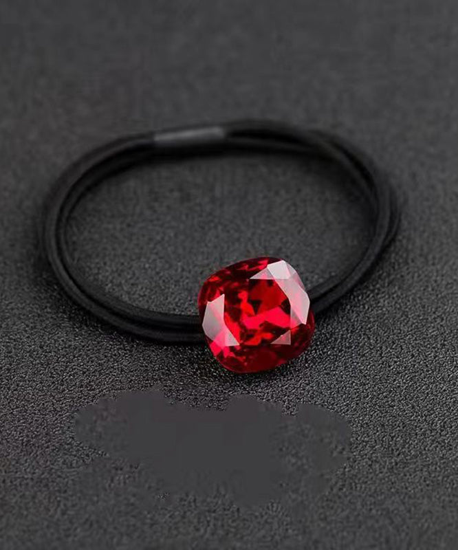 Simple Red Hand Woven Zircon Crystal Hair Tie