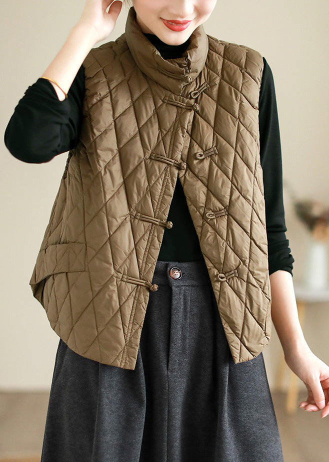 Simple Red Stand Collar Chinese Button Fine Cotton Waistcoat Sleeveless