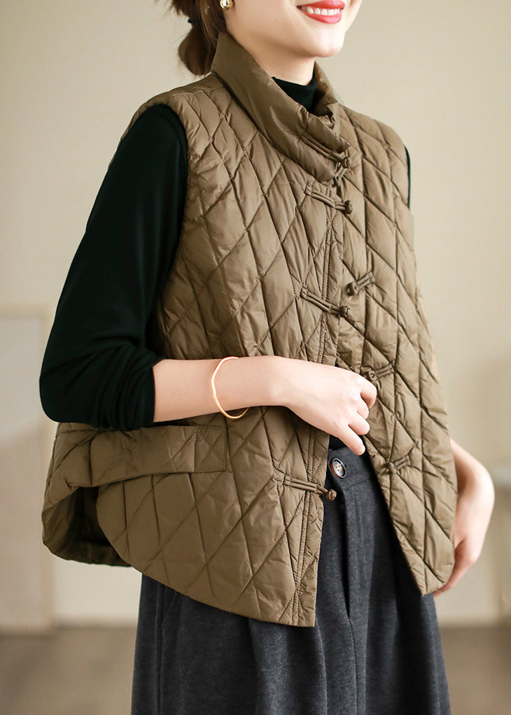 Simple Red Stand Collar Chinese Button Fine Cotton Waistcoat Sleeveless