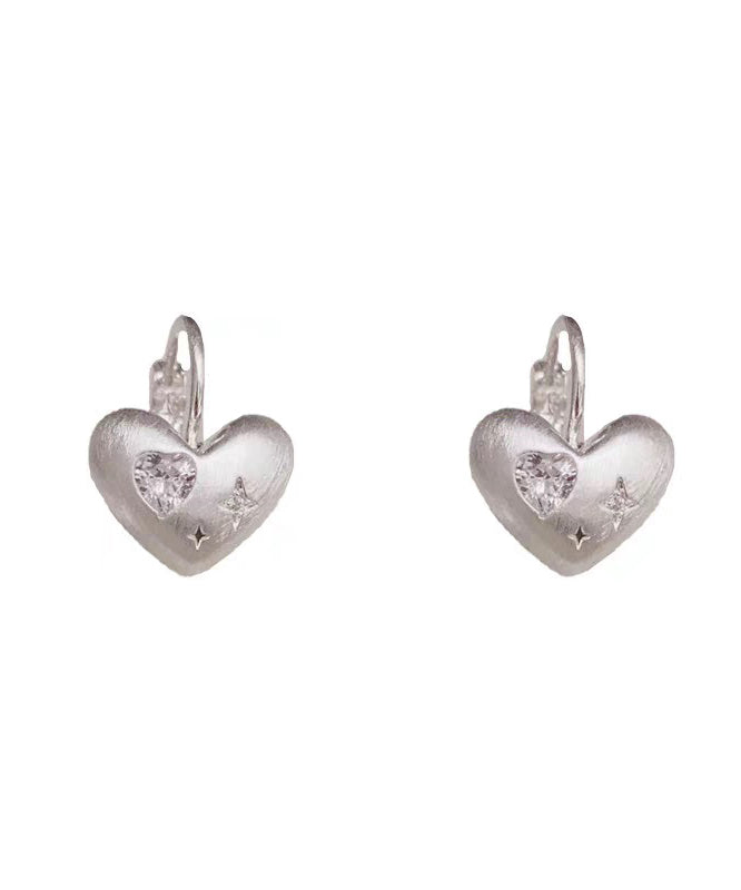 Simple Silk Copper Alloy Zircon Love Drop Earrings