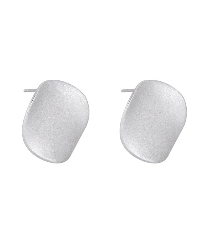 Simple Silk Sterling Silver Frosted Stud Earrings