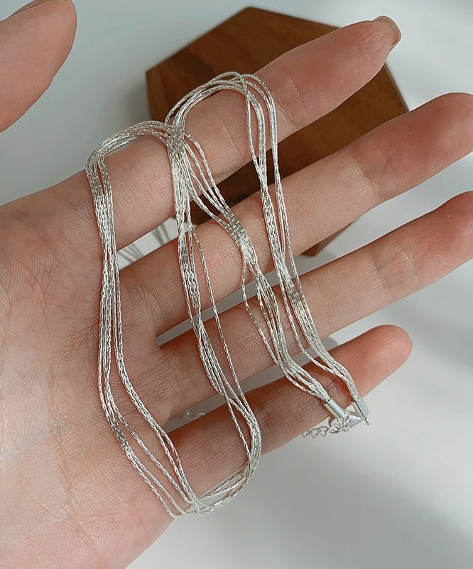 Simple Silk Sterling Silver Layered Necklace