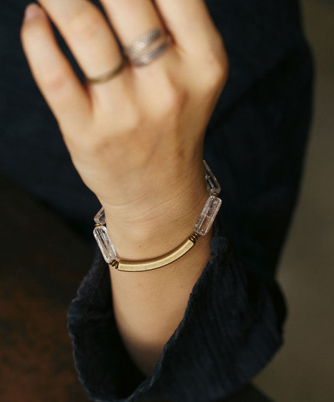 Simple Square Bar White Crystal Unisex Bracelet