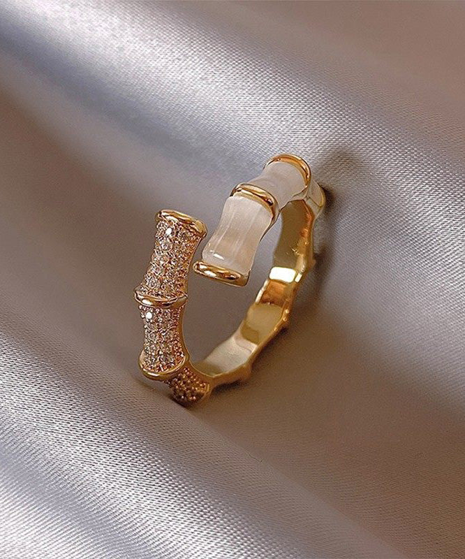 Simple Style Metal Bamboo Knot Zircon Rings - Omychic