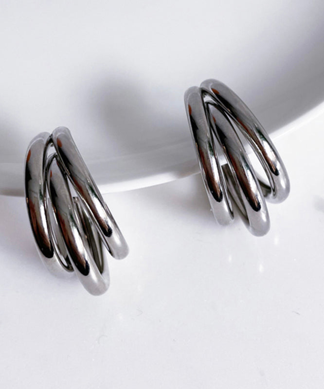 Simple Style Silk Copper Three Layers Hoop Earrings