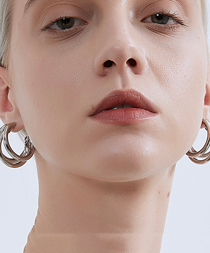 Simple Style Silk Copper Three Layers Hoop Earrings