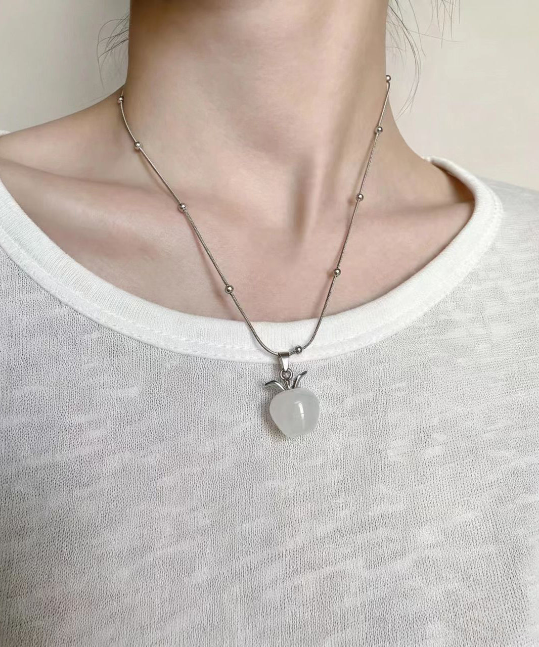 Simple Titanium Steel Natural Stone Pendant Necklace