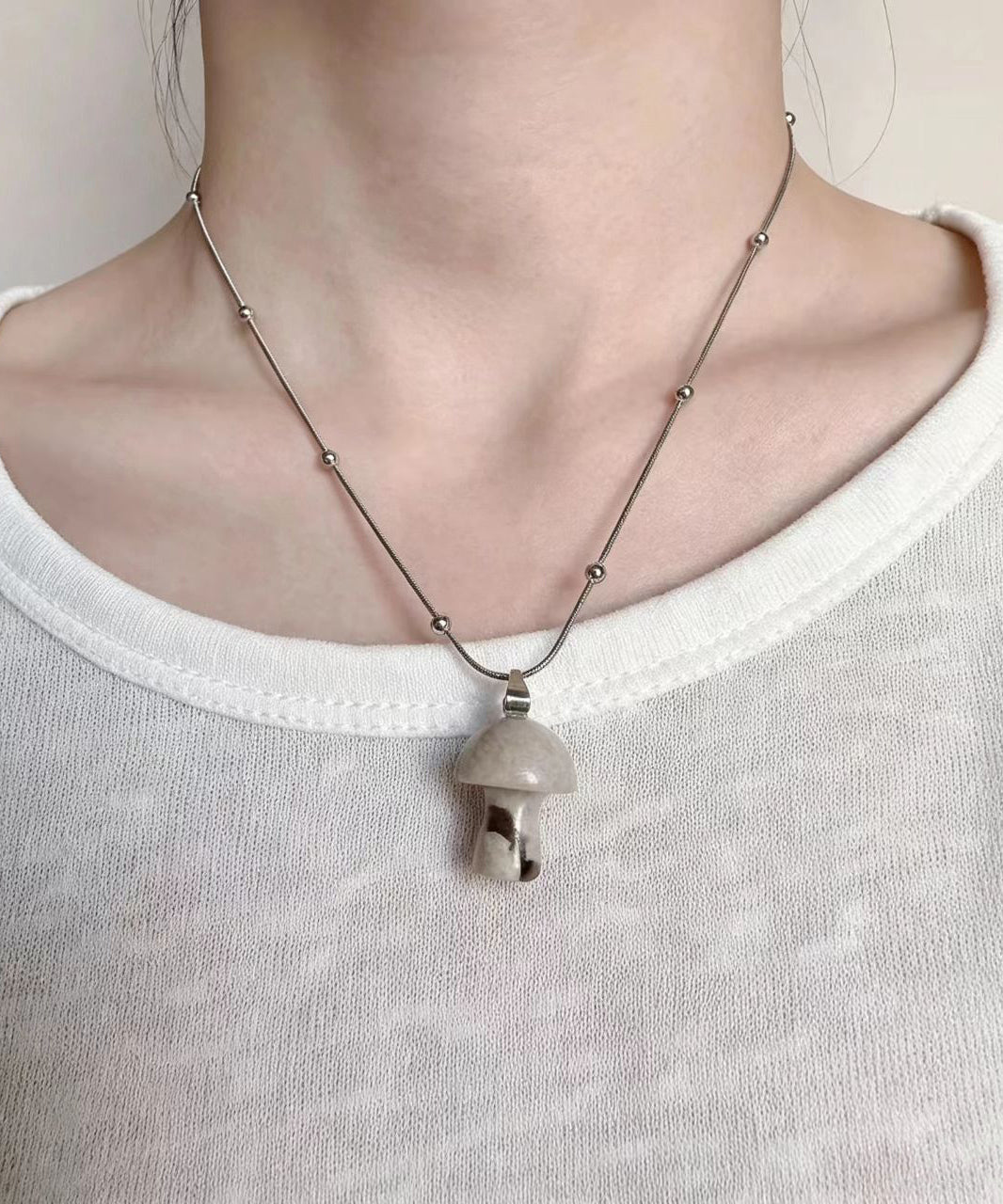 Simple Titanium Steel Natural Stone Pendant Necklace