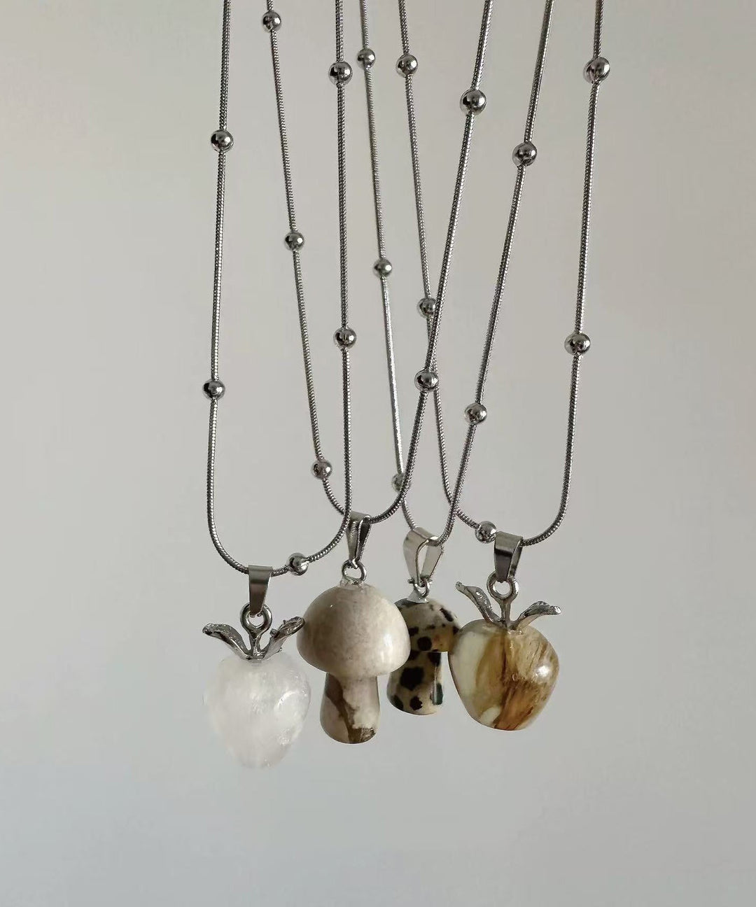 Simple Titanium Steel Natural Stone Pendant Necklace